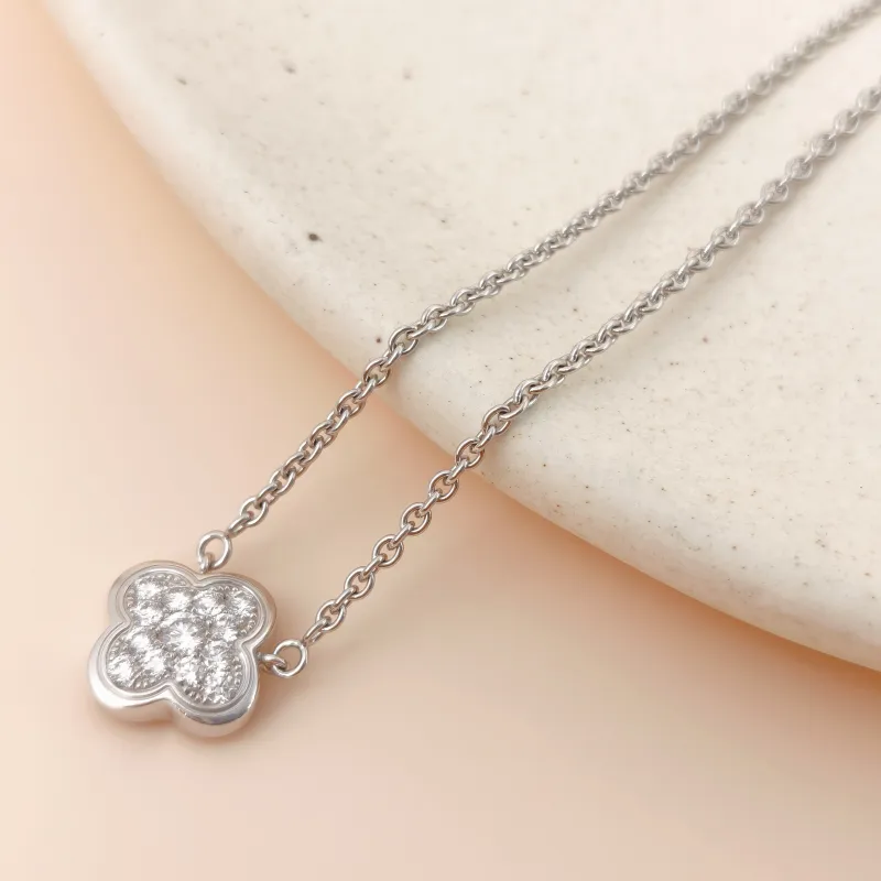Van Cleef & Arpels Necklace Pure Alhambra Pavé Diamond Necklace White Gold Diamond18KW hite Gold One Size 41cm — cover view 5 of 8