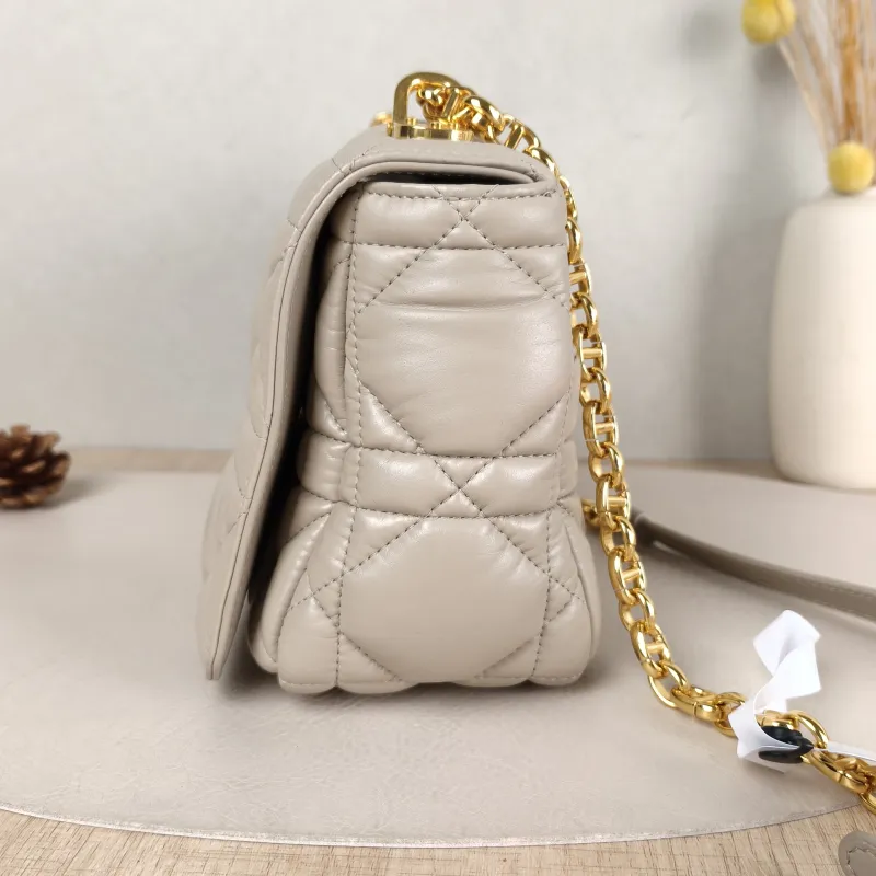 DIOR Crossbody Bag Caro Chain Bag Beige Calfskin Medium 25.5 × 9 × 15.5 cm — detail view 1 of 15