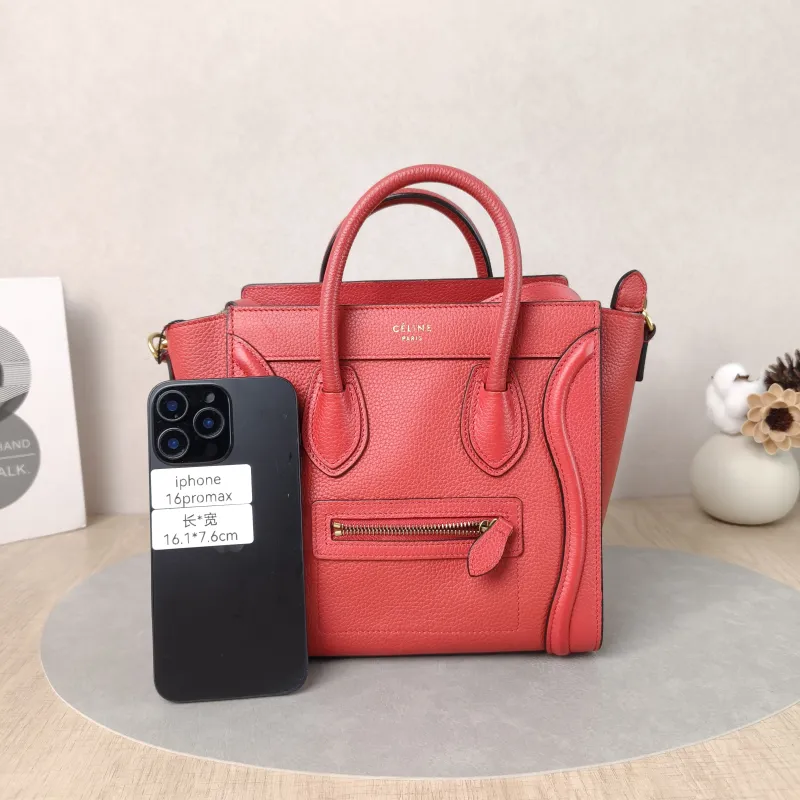 CELINE Crossbody Bag Luggage Nano Red Calfskin Small20 × 8.5 × 19 cm — cover view 6 of 6