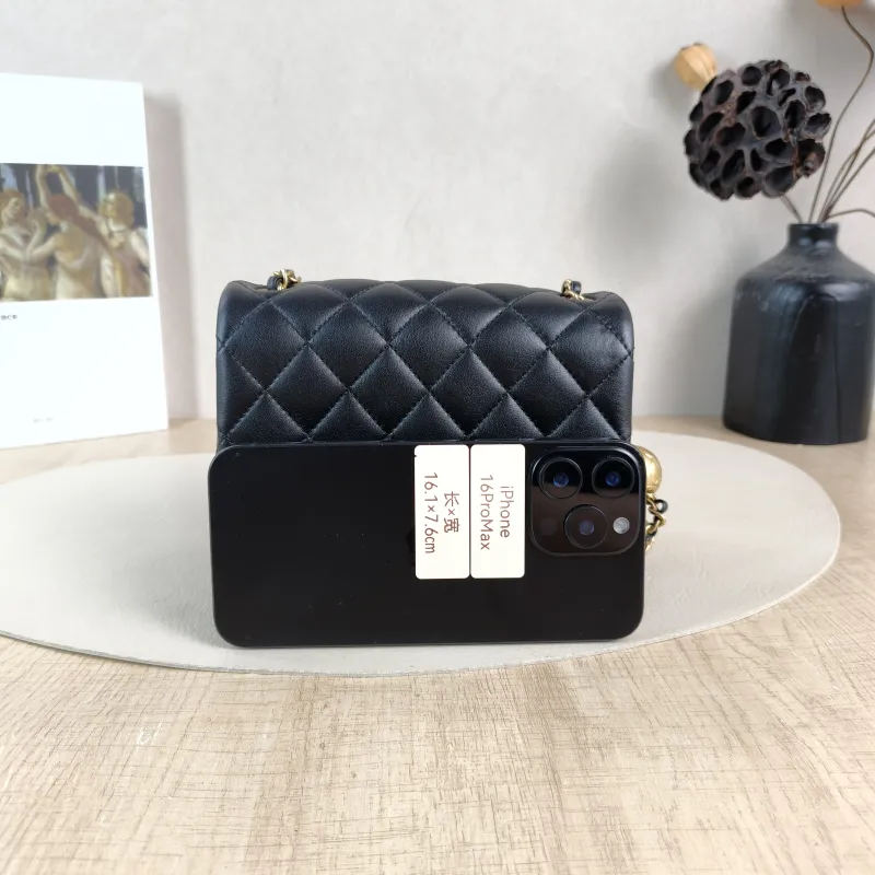 Chanel Crossbody Bag Black Lambskin One Size 17 × 8 × 13.5 cm — cover view 5 of 5