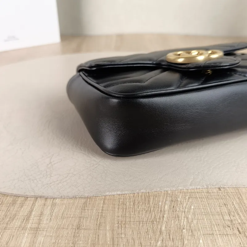 GUCCI Crossbody Bag GG Marmont Mini Marmont Mini Black Calfskin Mini 16.5 × 4.5 × 9.5 cm — detail view 7 of 12