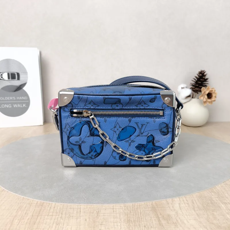 Louis Vuitton Crossbody Bag SOFT TRUNK Box Blue PV Cmini18.5 × 8 × 13 cm