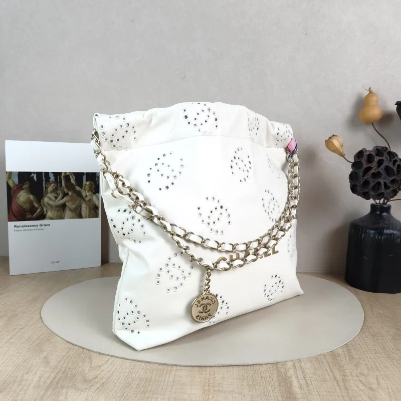 Chanel Shoulder Bag 22Bag White Gold Calfskin Small 35 × 7 × 37 cm — cover view 2 of 5