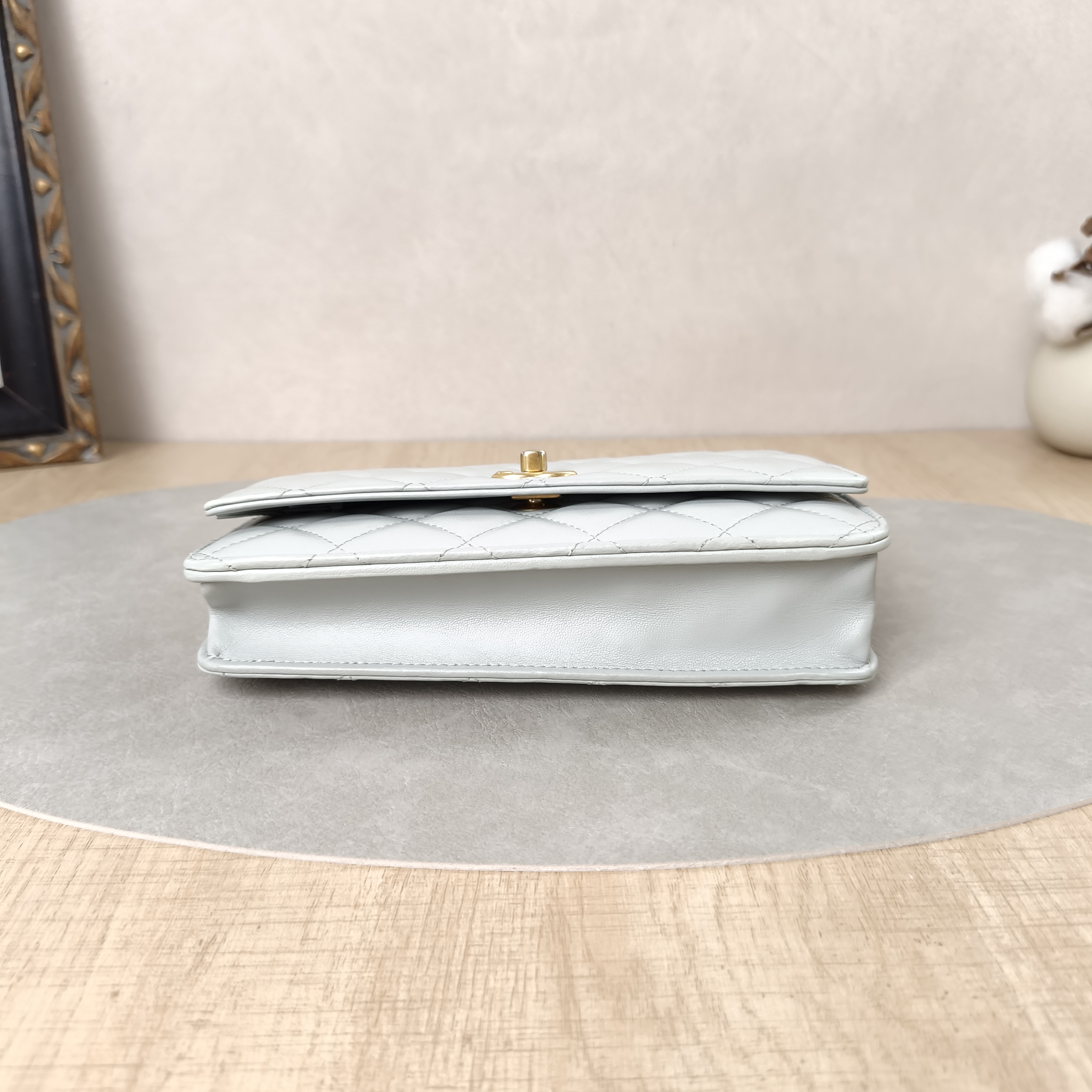 Chanel Crossbody Bag Classic Flap WOC CF WOC woc WOC Bag Grey Lambskin 19.2 × 3.5 × 12.3 cm — cover view 5 of 5