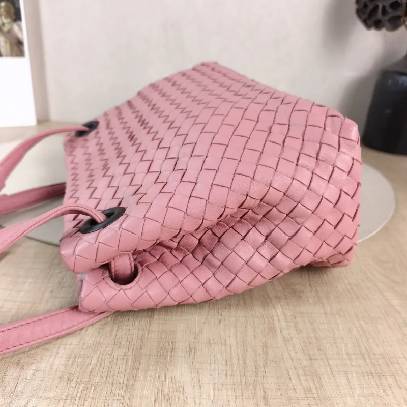 Bottega Veneta Top Handle Bag Woven Top Handle Bag Pink Lambskin One Size 24 × 10 × 20 cm — detail view 9 of 9