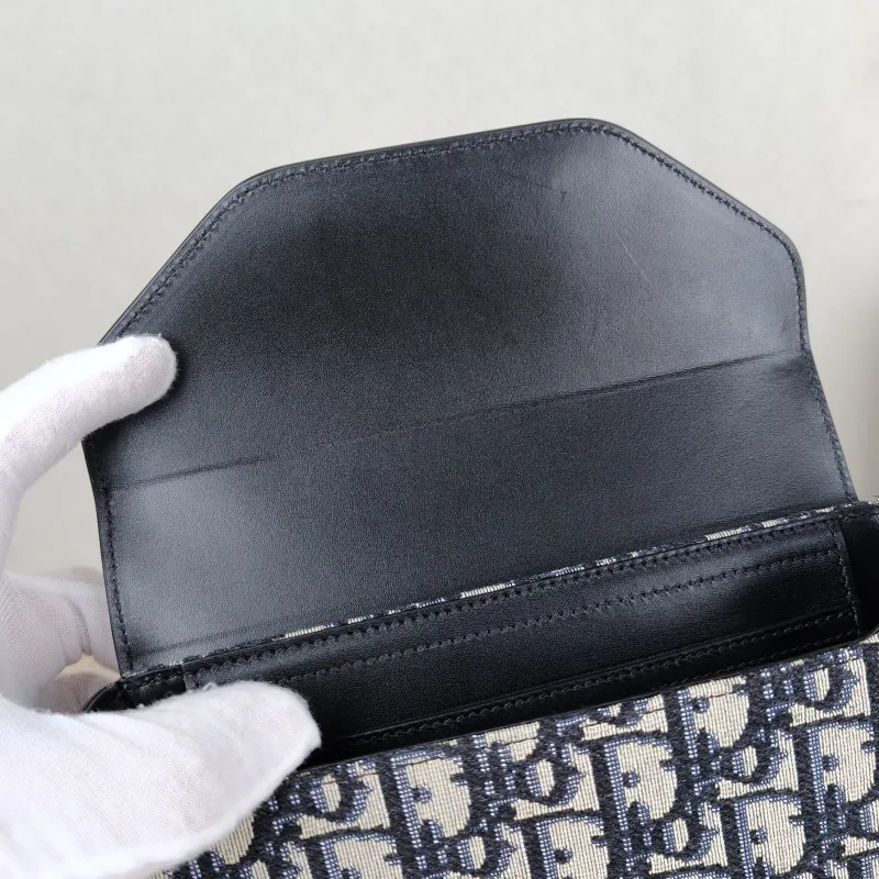 DIOR Shoulder Bag Shoulder Bag Blue Calfskin，Canvas 19 × 4 × 14 cm — detail view 8 of 11