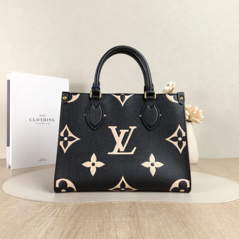 Louis Vuitton Shoulder Bag Onthego Black · White Empreinte Embossed Calfskin Small25 × 11.5 × 19 cm