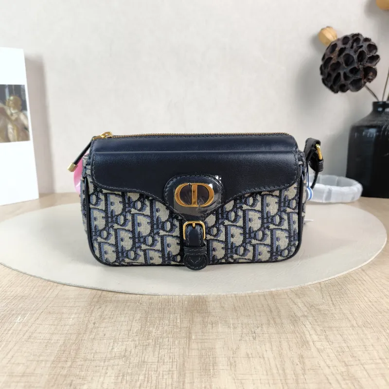 DIOR Crossbody Bag 30Montaigne Blue Canvas Small 19.5 × 6.5 × 11 cm