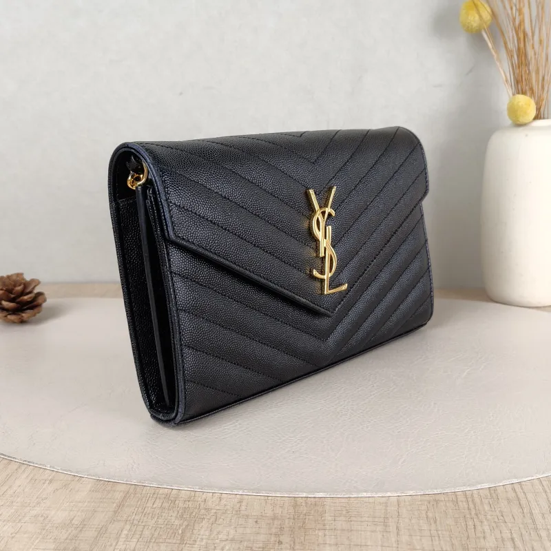 SAINT LAURENT Crossbody Bag CASSANDRE ENVELOPE Black Calfskin One Size 22.5 × 4 × 14 cm — cover view 4 of 6