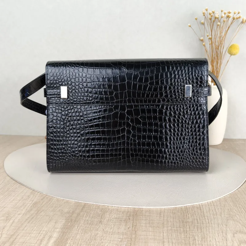 SAINT LAURENT Shoulder Bag MANHATTAN Black Embossed Calfskin Medium 29 × 7.5 × 20 cm — cover view 2 of 5