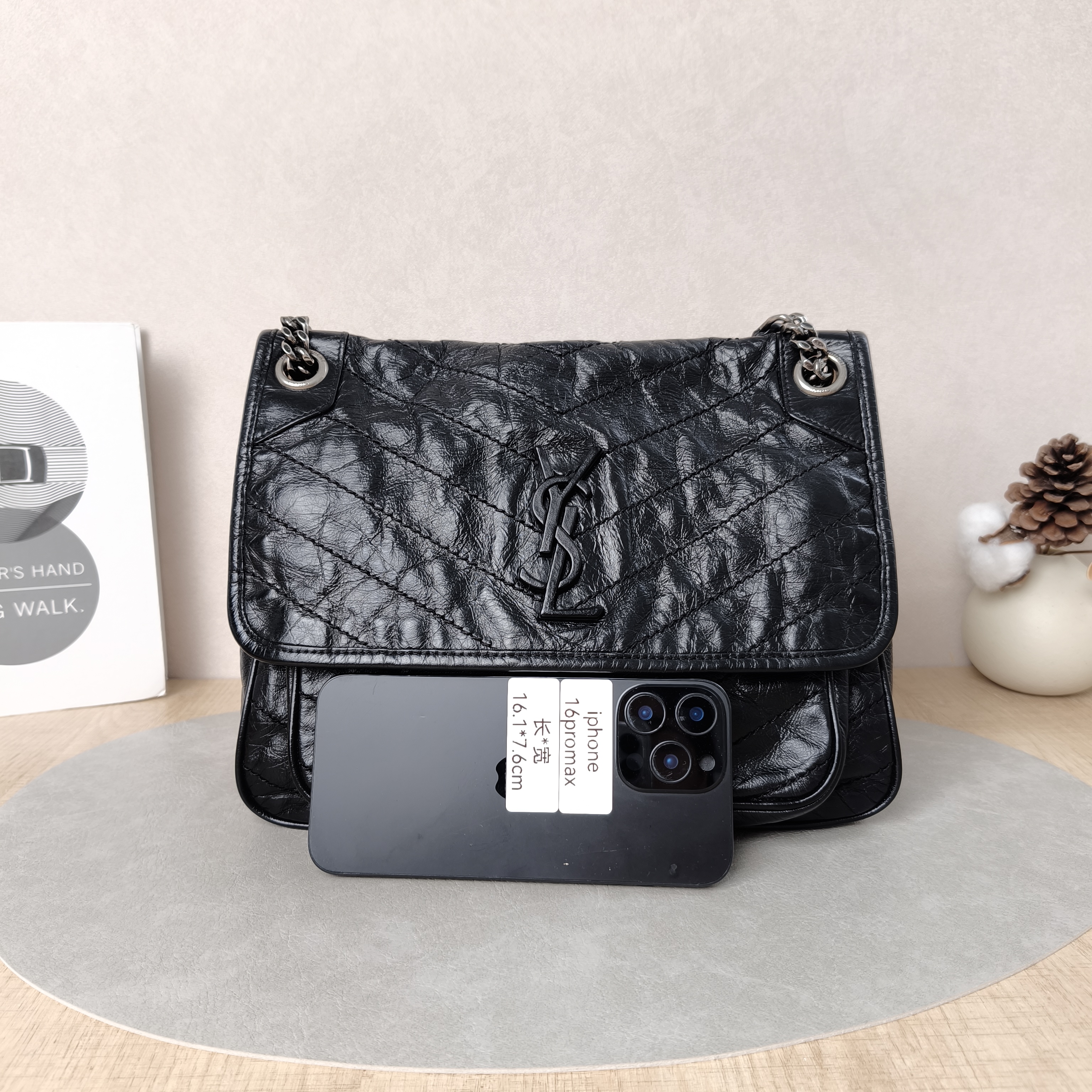 SAINT LAURENT Crossbody Bag Niki D Waxed Leather Calfskin Medium28 × 8.5 × 20 cm — cover view 5 of 6