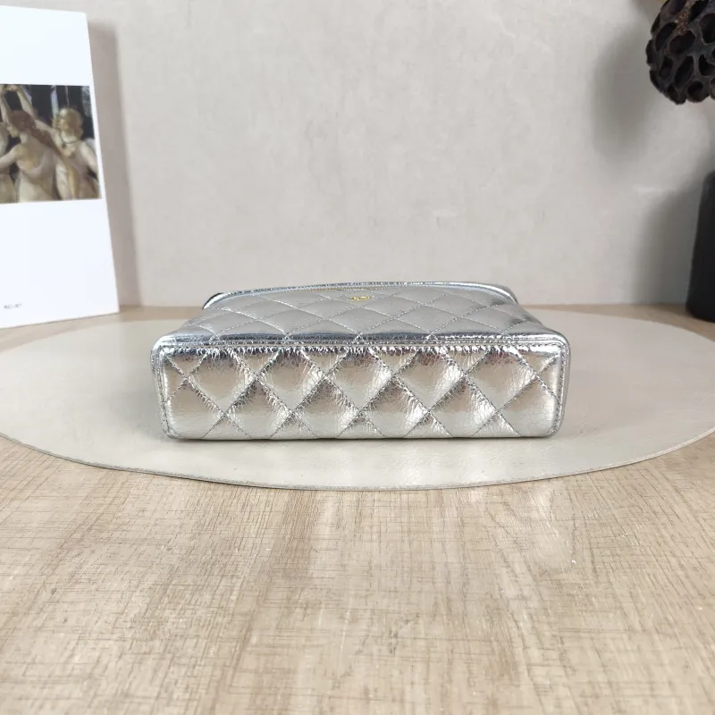 Chanel Crossbody Bag lp Box Bag Top Handle Crossbody Bag Silver Calfskin 19.5 × 5 × 12 cm — cover view 4 of 5