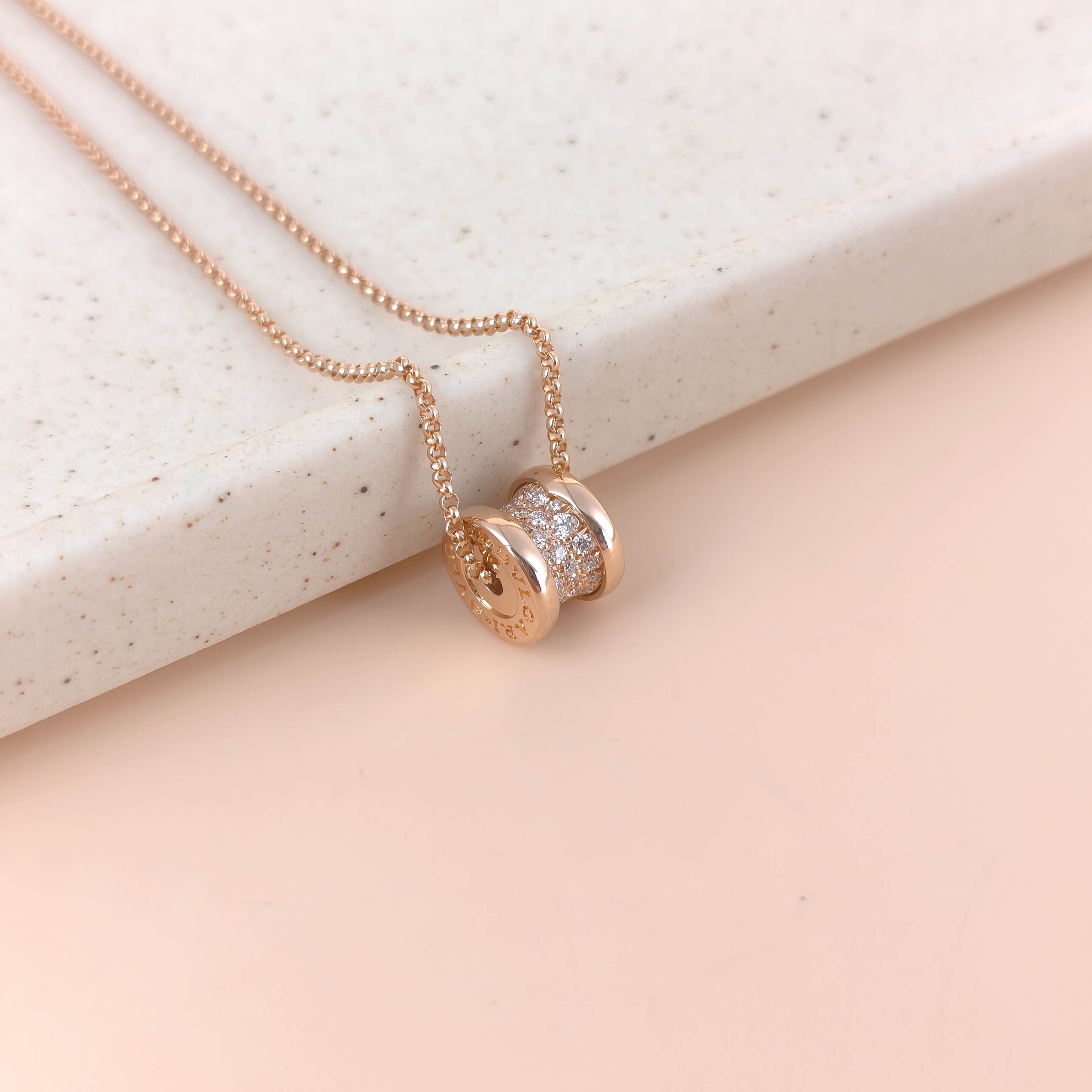 Bvlgari Necklace B.zero1 Pavé Diamond Rose Gold Diamond18KR ose Goldmini43cm — cover view 2 of 9