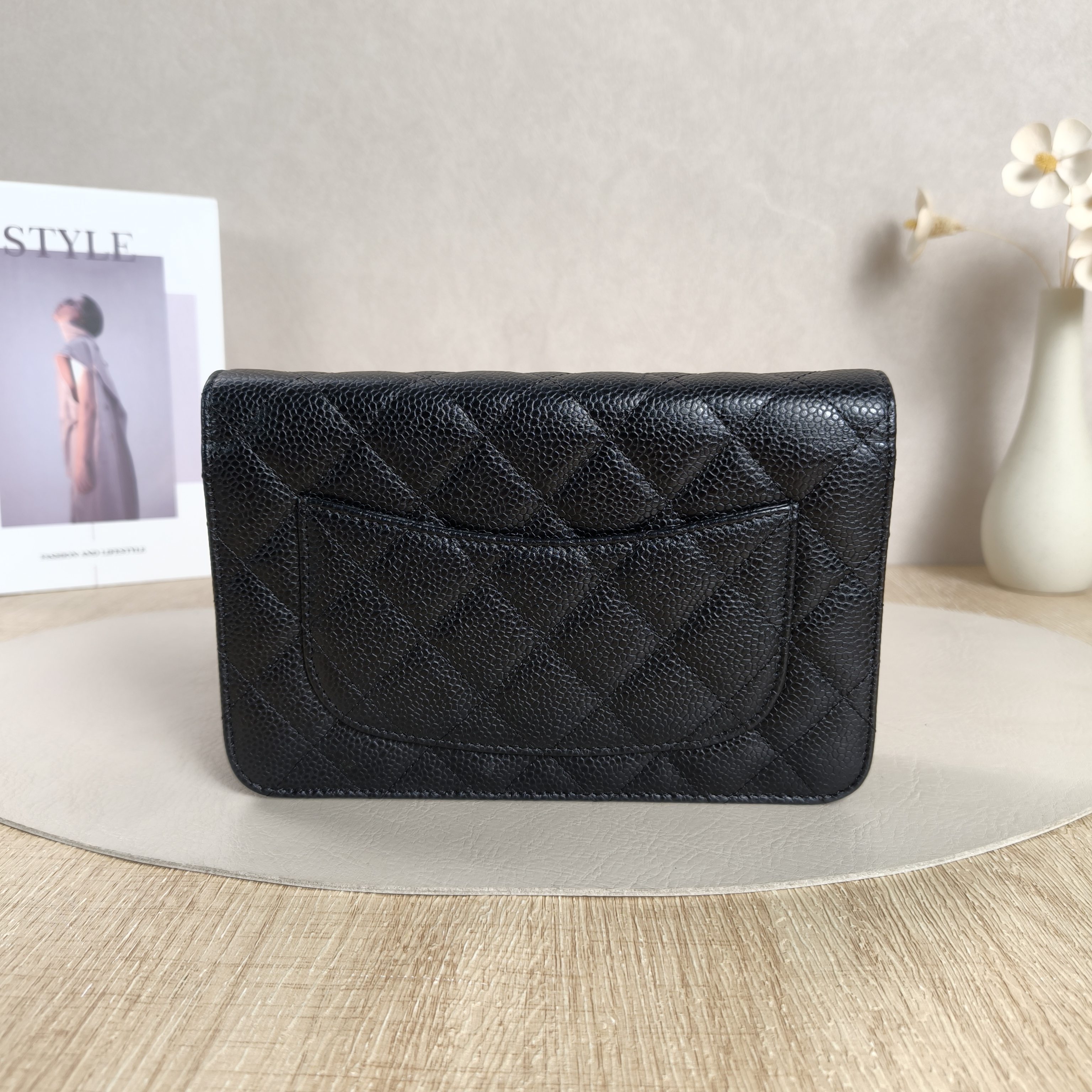 Chanel Crossbody Bag Classic Flap WOC CF WOCWOC Bag Black Grained Calfskinmini19.2 × 3.5 × 12.3 cm — cover view 9 of 10