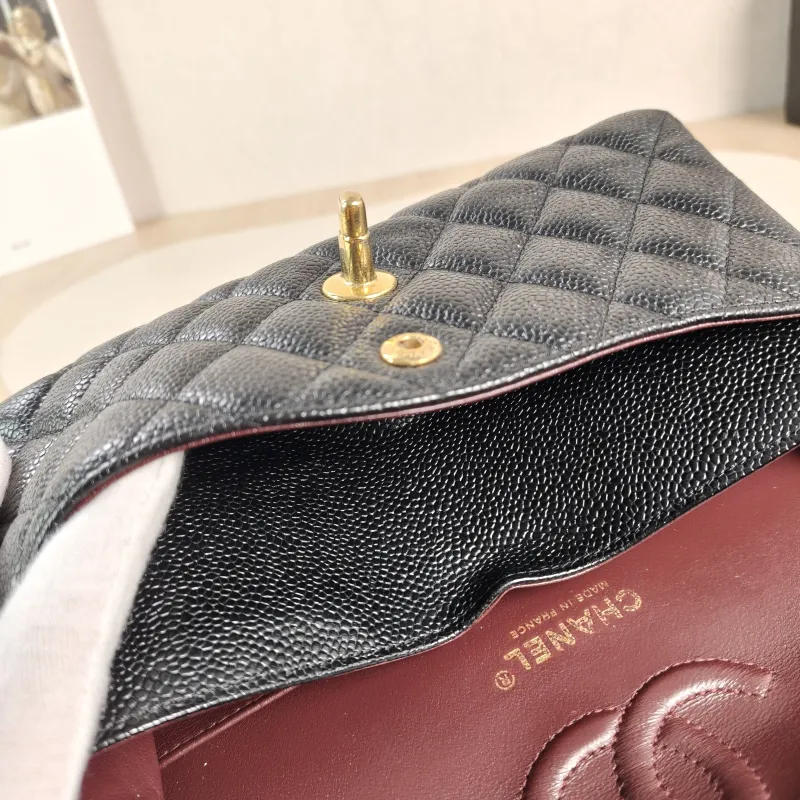 Chanel Crossbody Bag Classic Flap CF Black Grained Calfskin Small 23 × 6 × 14.5 cm 30 Conditioned — detail view 11 of 12