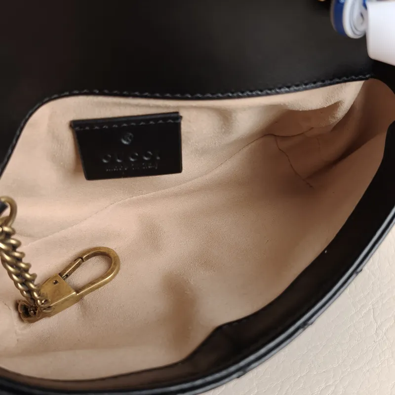 GUCCI Crossbody Bag GG Marmont Mini Marmont Mini Black Calfskin Mini 16.5 × 4.5 × 9.5 cm — detail view 8 of 12