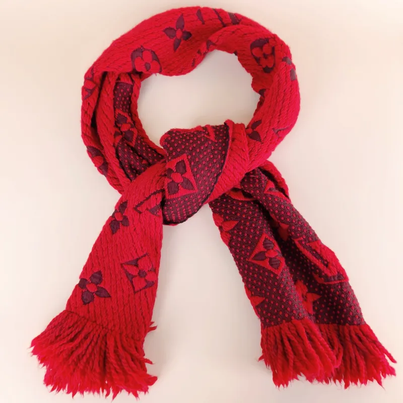 Louis Vuitton Scarf Scarf Red Wool · Silk 28*160cm