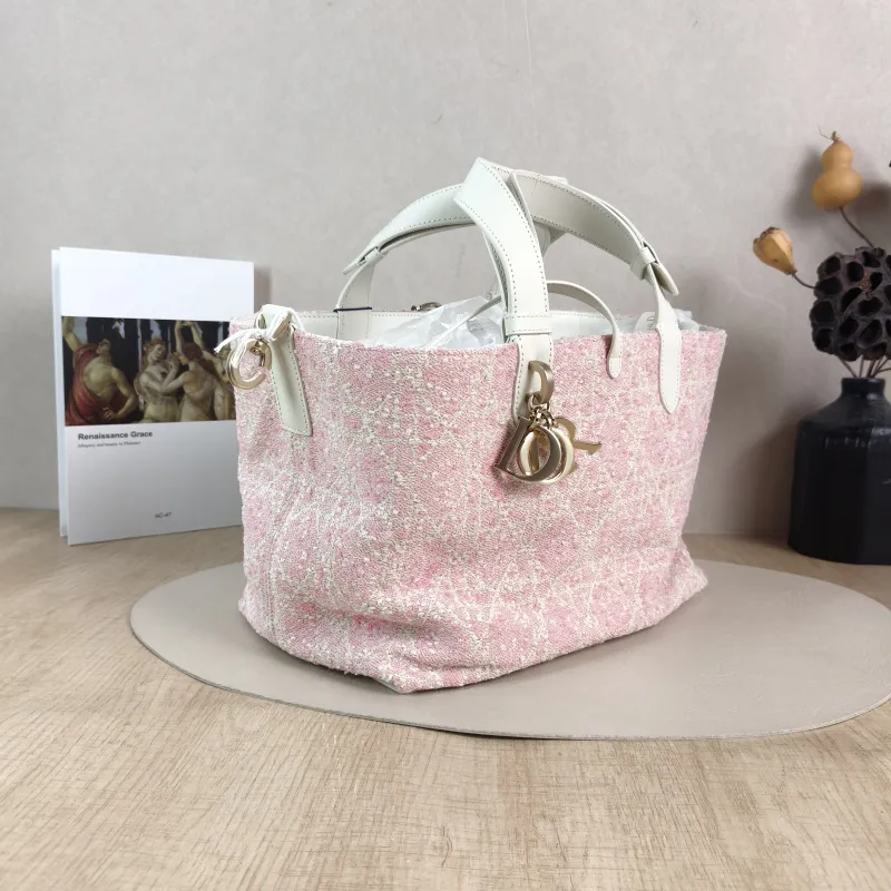 DIOR Top Handle Bag TOUJOURS Pink White Medium 28.5 × 17 × 21.5 cm — cover view 3 of 5