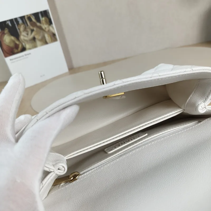Chanel Top Handle Bag Coco Handle​White Grained Calfskin Small24 × 10 × 14 cm — detail view 11 of 14