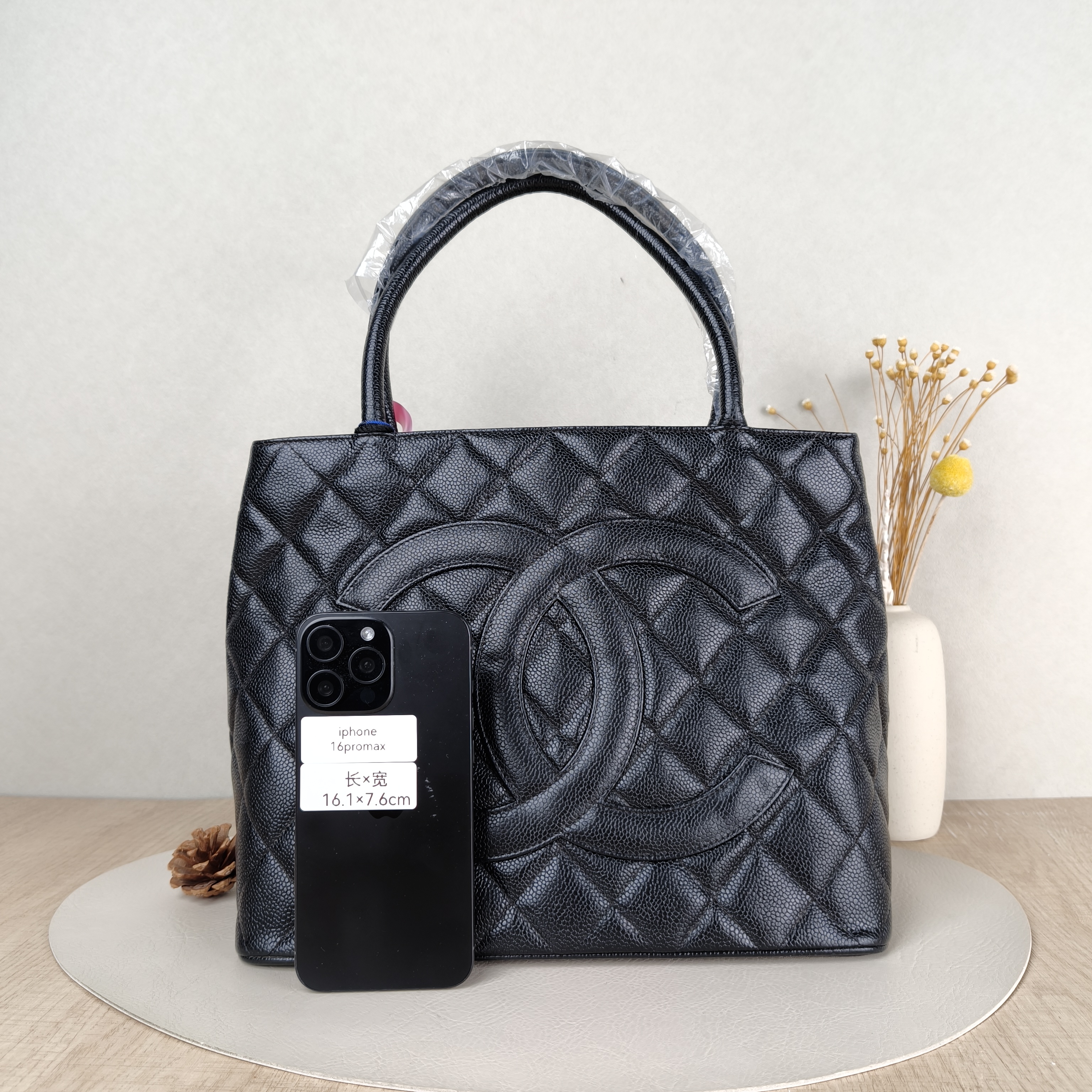 Chanel Top Handle Bag Medallion Black Grained Calfskin Large30 × 15 × 24 cm Conditioned — cover view 2 of 5