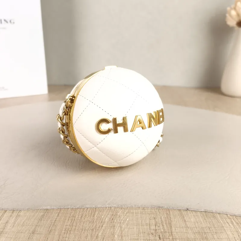 Chanel Crossbody Bag Crossbody Bag White Lambskin One Size 9 × 9 × 9 cm — cover view 5 of 6