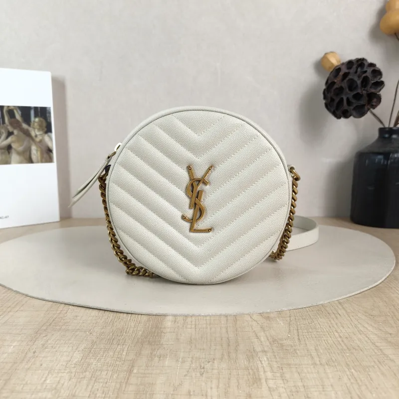 SAINT LAURENT Crossbody Bag VINYLE Camera Bag White Grained Calfskin Small 17 × 5.5 × 17 cm