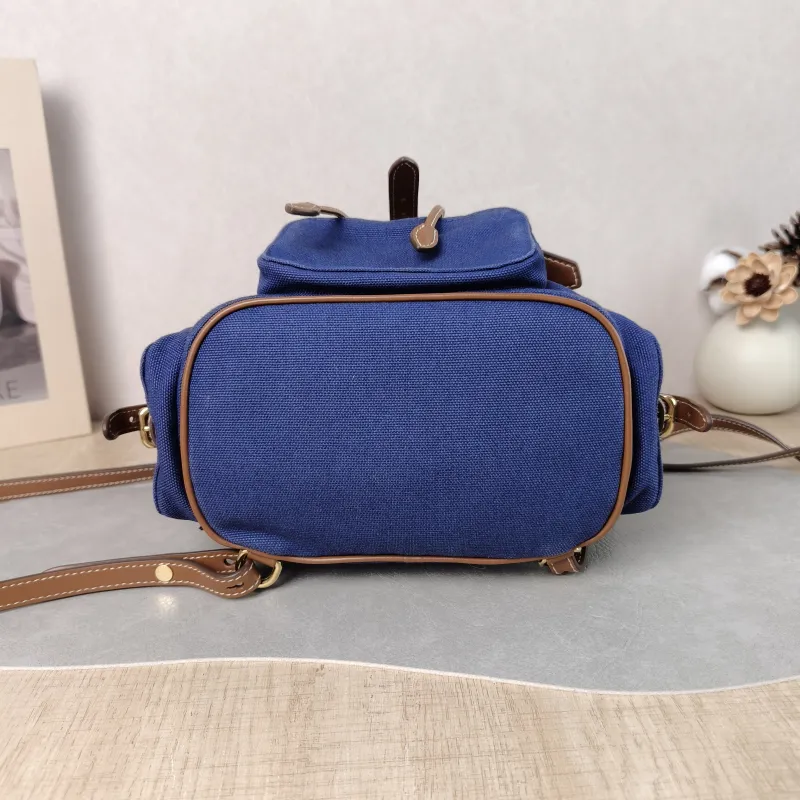 Miumiu Backpack Backpack Blue Brown Canvas Medium 18 × 11.5 × 22 cm — cover view 3 of 6