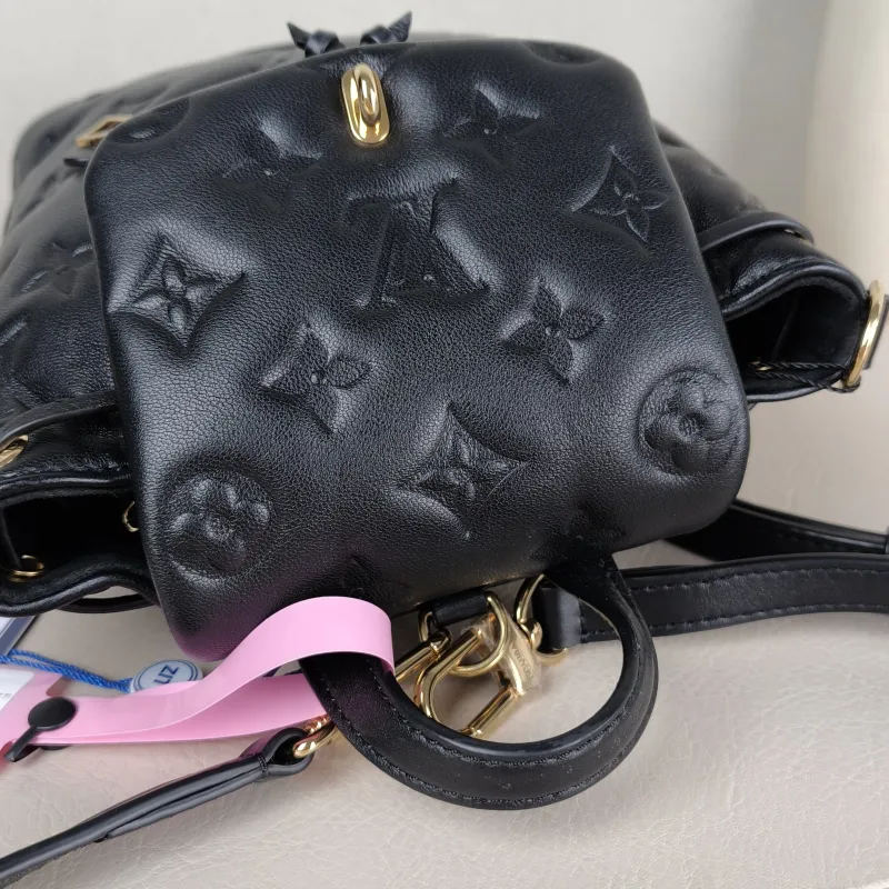 Louis Vuitton Backpack Coussin Backpack Black with Gold-Tone Hardware Lambskin Mini 15 × 7.5 × 20 cm — detail view 10 of 14