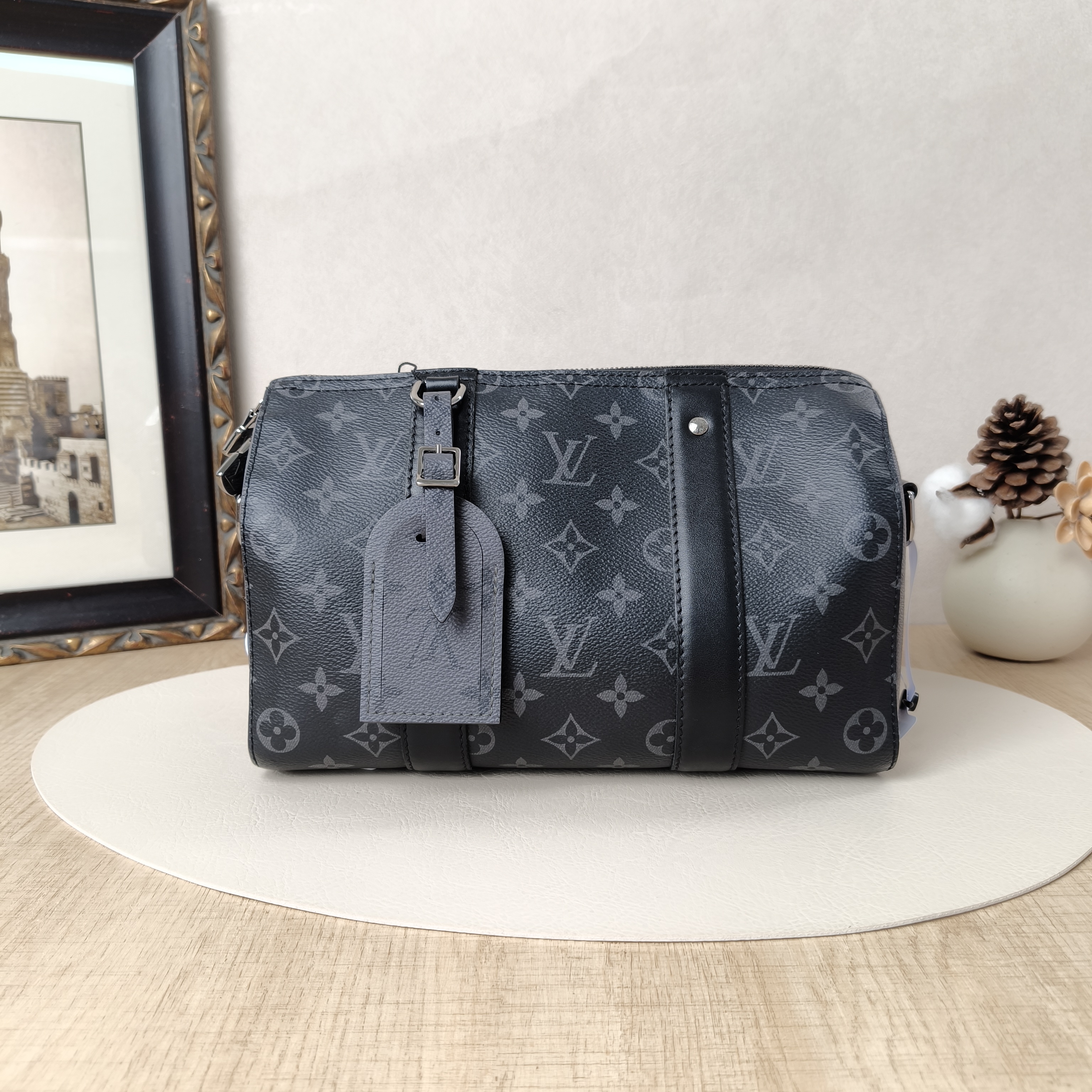Louis Vuitton Crossbody Bag City Keepall Black PVC Medium27 × 13 × 17 cm
