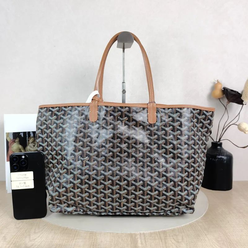 GOYARD Shoulder Bag SAINT LOUIS Shopping Tote Brown ine Canvas Small 34 × 15 × 28 cm — cover view 4 of 5