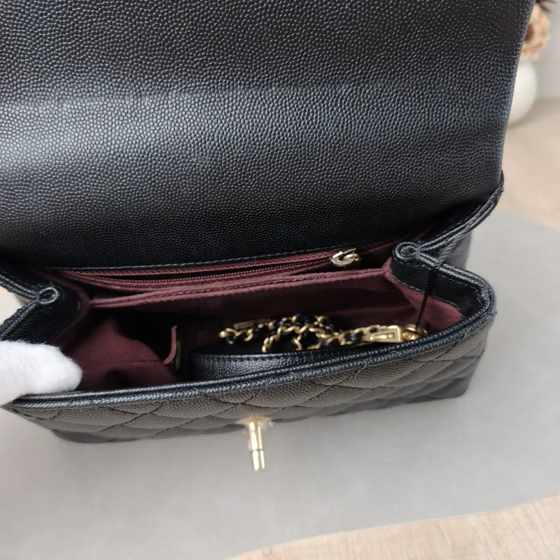 Chanel Top Handle Bag Coco Handle​ Black Grained Calfskin Small 24 × 10 × 14 cm 25 — detail view 6 of 14