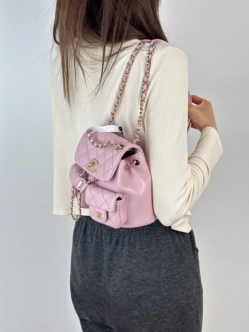 Chanel Backpack Duma Calfskin Small16.5 × 10 × 17.5 cm — on-model view 1 of 3