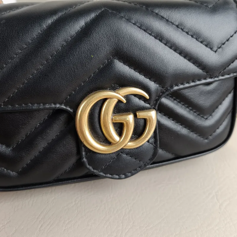 GUCCI Crossbody Bag GG Marmont Mini Marmont Mini Black Calfskin Mini 16.5 × 4.5 × 9.5 cm — detail view 5 of 12