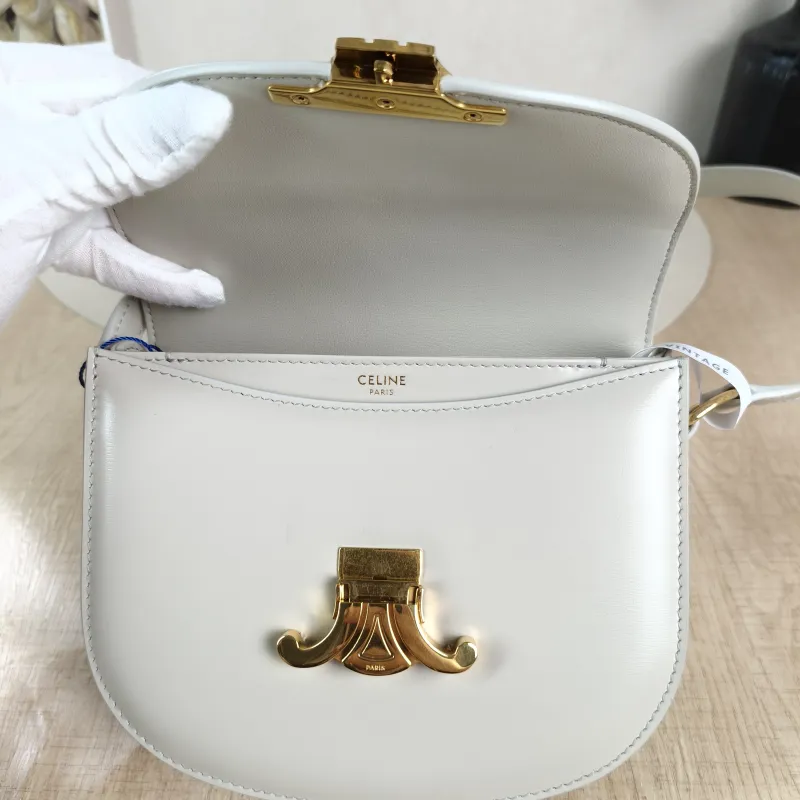 CELINE Crossbody Bag TEEN BESACE TRIOMPHE Grey Calfskin Small 18.5 × 6 × 16 cm — detail view 12 of 12