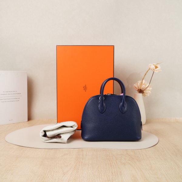 Hermès bolide1923Silver-Tone Hardware Top Handle Bagb mini Lambskin · Dust Bag Shoulder Strap · 18*8*