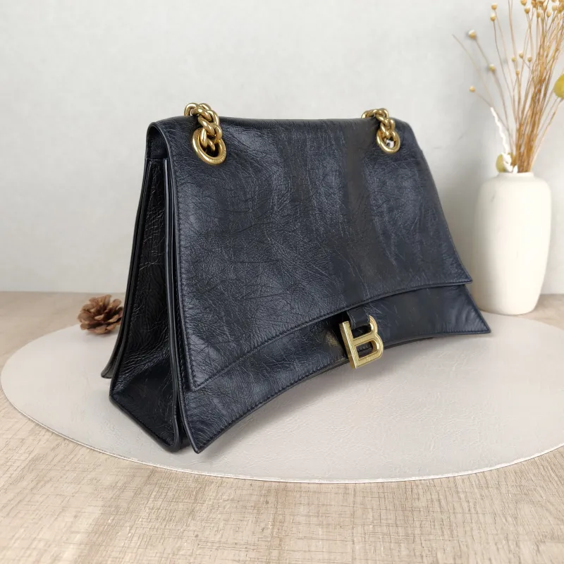 BALENCIAGA Shoulder Bag CRUSH Chain Bag Black CC alfskin Medium30 × 13 × 20 cm — cover view 4 of 5