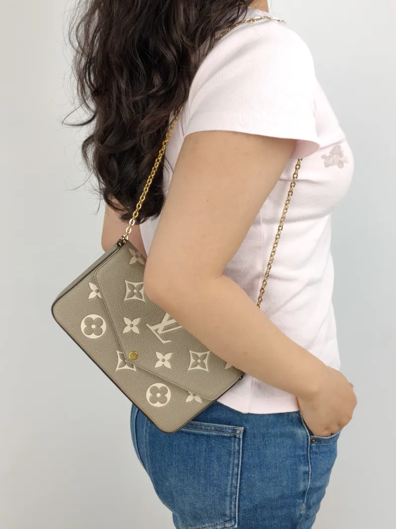 Louis Vuitton Crossbody Bag Pochette Félicie · White Calfskin Small 21 × 3 × 12 cm — on-model view 2 of 2