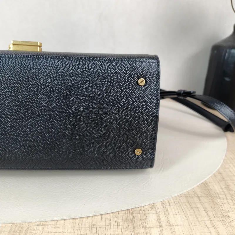 SAINT LAURENT Shoulder Bag Cassandra Shoulder Bag Black with Gold-Tone Hardware Grained Calfskin Medium 24.5 × 11.5 × 20 cm — detail view 3 of 13