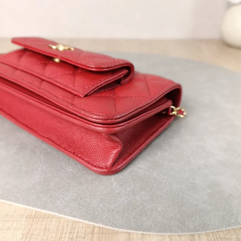 Chanel Crossbody Bag CF woc Crossbody Bag Red Grained Calfskin One Size 17 × 3 × 10 cm — detail view 4 of 11