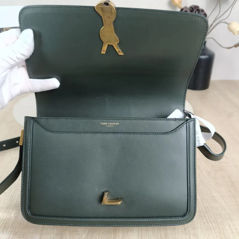 SAINT LAURENT Crossbody Bag Solferino Box Shoulder Bag Green Calfskin Medium23 × 16 × 7 cm — detail view 11 of 11