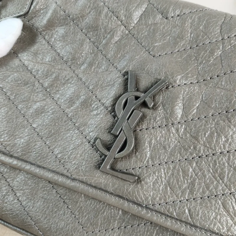 SAINT LAURENT Crossbody Bag Niki D Waxed Leather Medium 28 × 8.5 × 20 cm — detail view 9 of 12