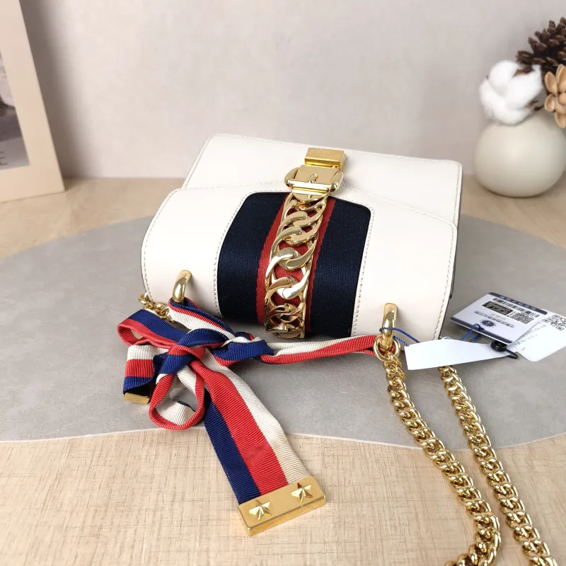 GUCCI Shoulder Bag Sylvie Shoulder Strap Edition White CC alfskin Mini 19 × 8 × 14 cm — detail view 3 of 12
