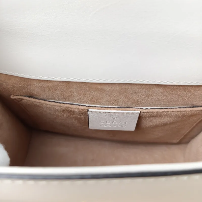 GUCCI Shoulder Bag Sylvie Shoulder Strap Edition White CC alfskin Mini 19 × 8 × 14 cm — detail view 4 of 12