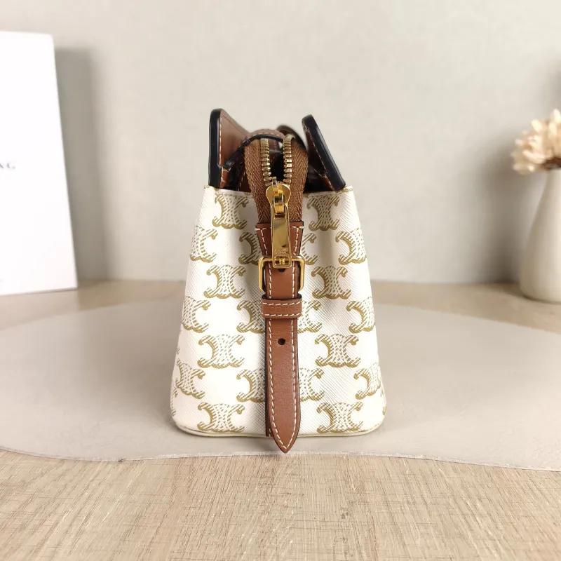 CELINE Crossbody Bag cabas de france Crossbody Bag White Monogram PVC One Size 19 × 11 × 15.5 cm — detail view 9 of 10