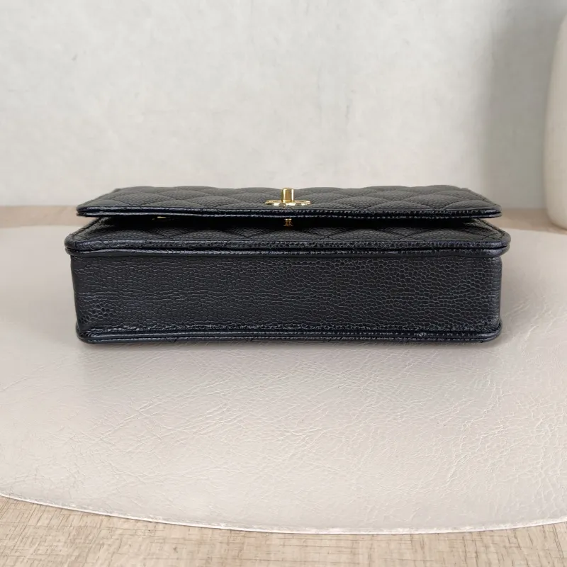 Chanel Crossbody Bag Classic Flap WOC CF WOCWOC Bag Black Grained Calfskin Mini 19.2 × 3.5 × 12.3 cm — cover view 4 of 5