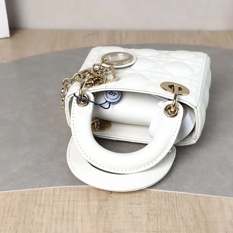 DIOR Crossbody Bag Lady Lady Dior Bag White Lambskin Mini 12 × 5 × 10 cm — detail view 2 of 11
