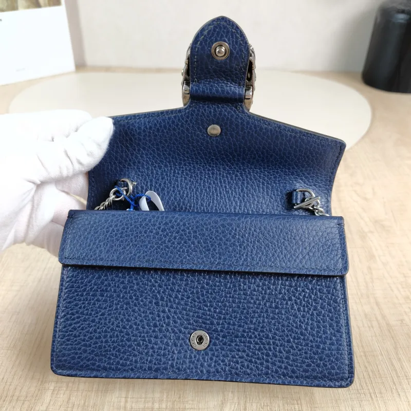 GUCCI Crossbody Bag Dionysus Navy Calfskinmini16.5 × 4.5 × 10 cm — detail view 8 of 13