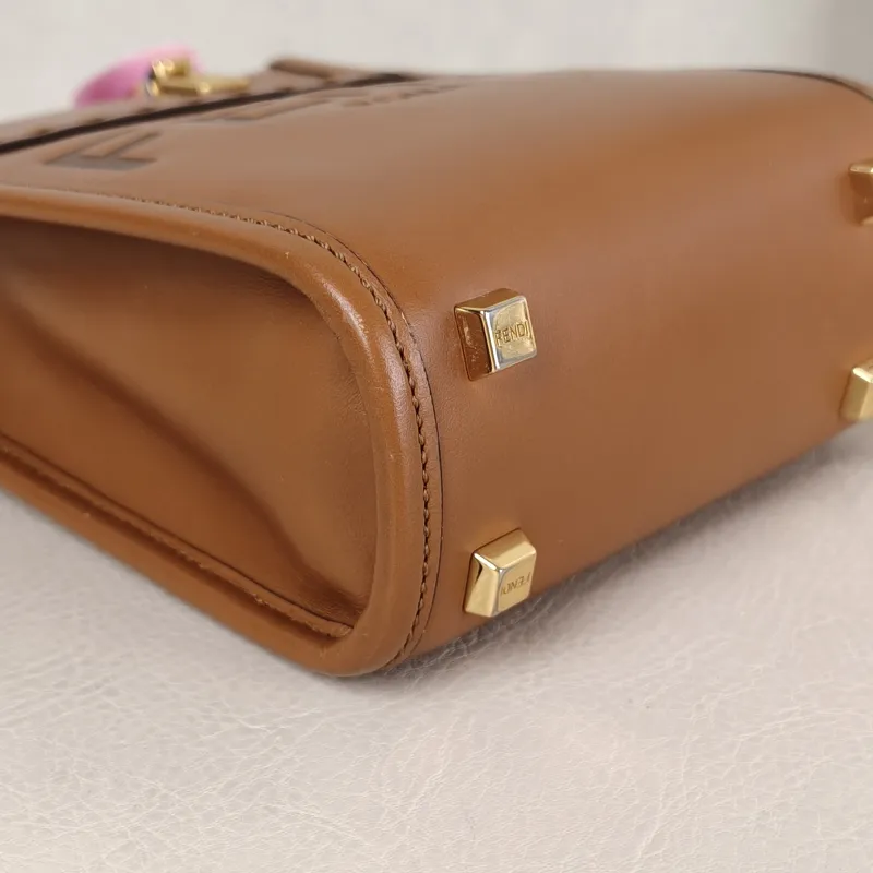 FENDI Crossbody Bag sunshine Caramel Calfskin Mini 13 × 6.5 × 18 cm — detail view 10 of 10