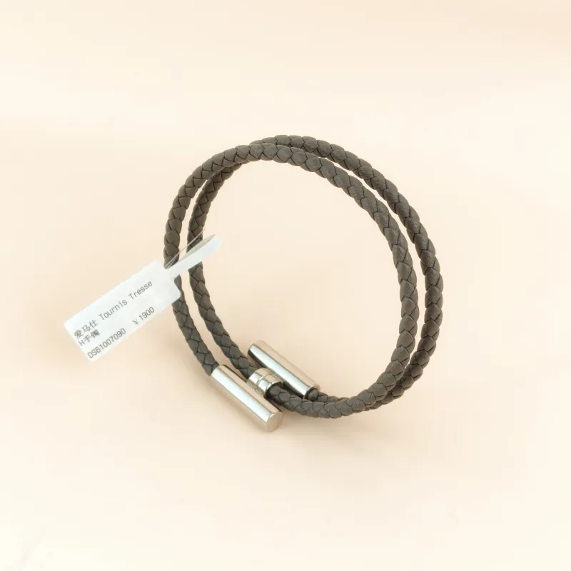 Hermès Bangle Tournis Tresse HB angle Silver Grey One Size 37cm — cover view 5 of 7