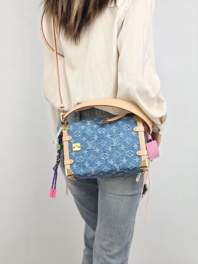 Louis Vuitton Shoulder Bag Side Trunk Box Blue Medium 23.5 × 8.5 × 16 cm — on-model view 1 of 2